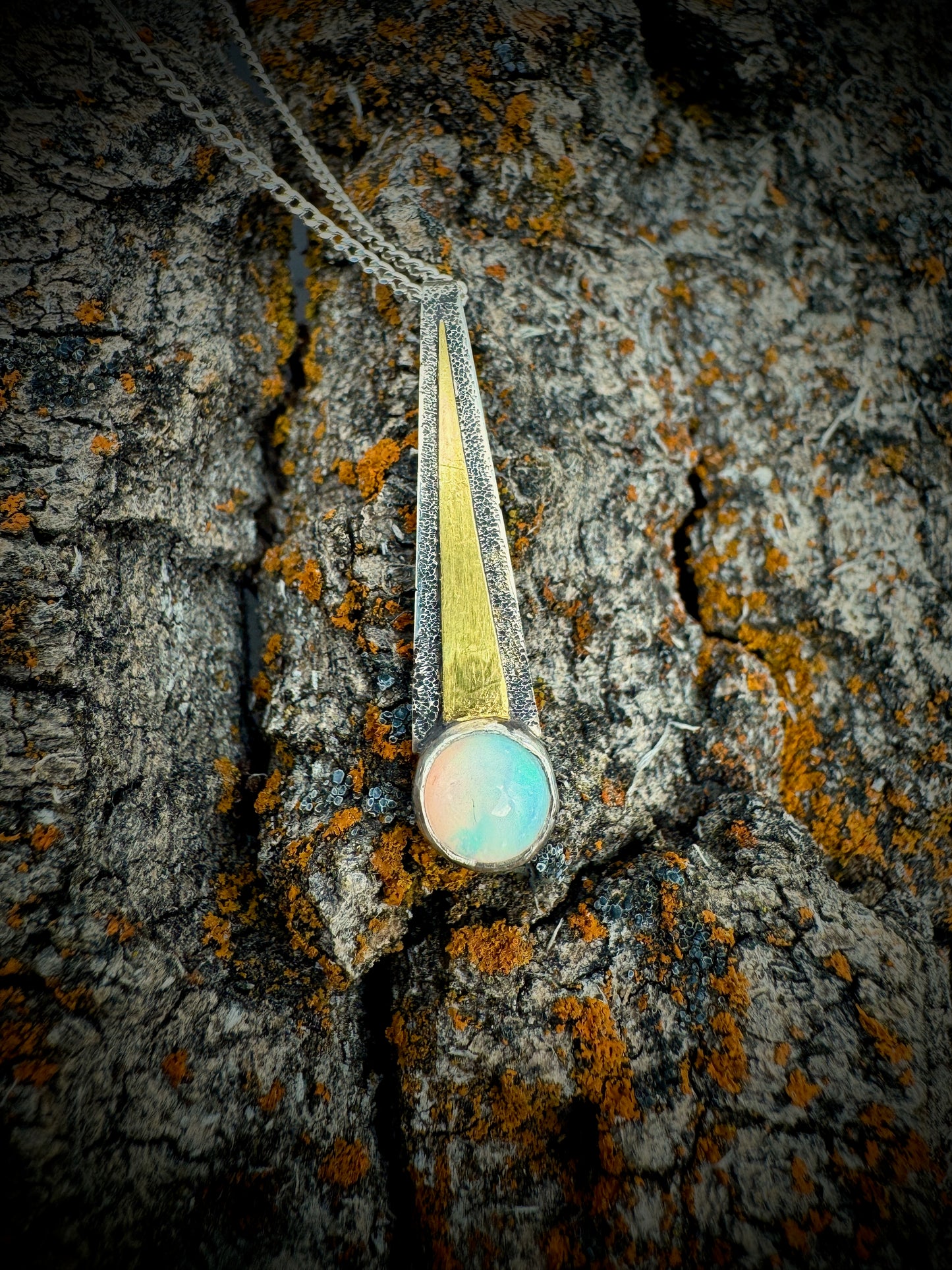 tiny opal pendant with 24k gold