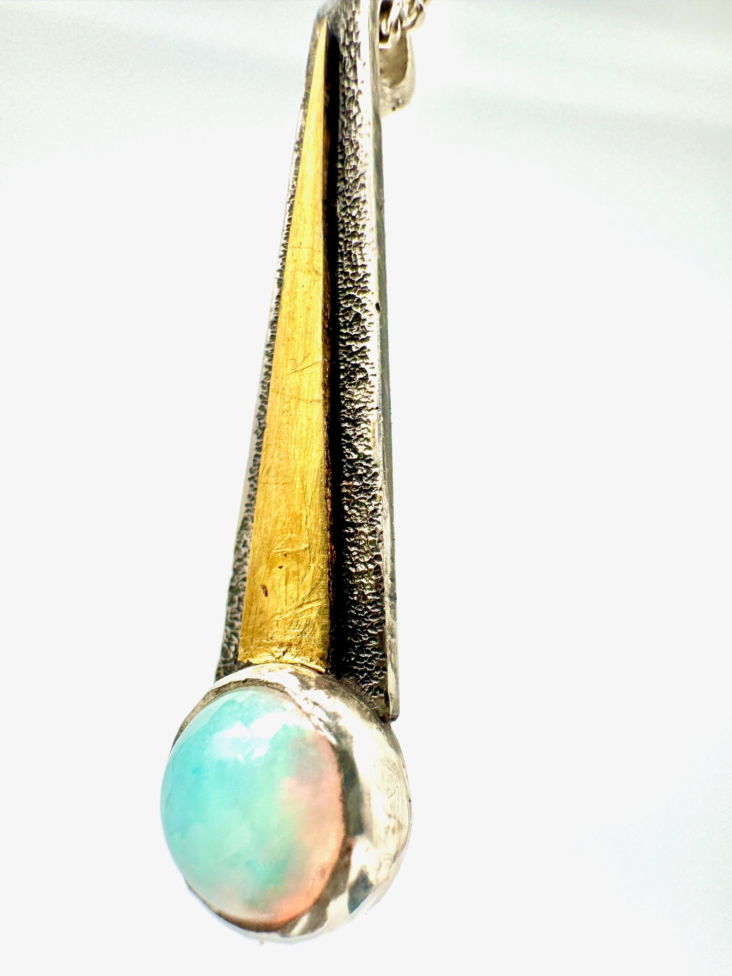 tiny opal pendant with 24k gold