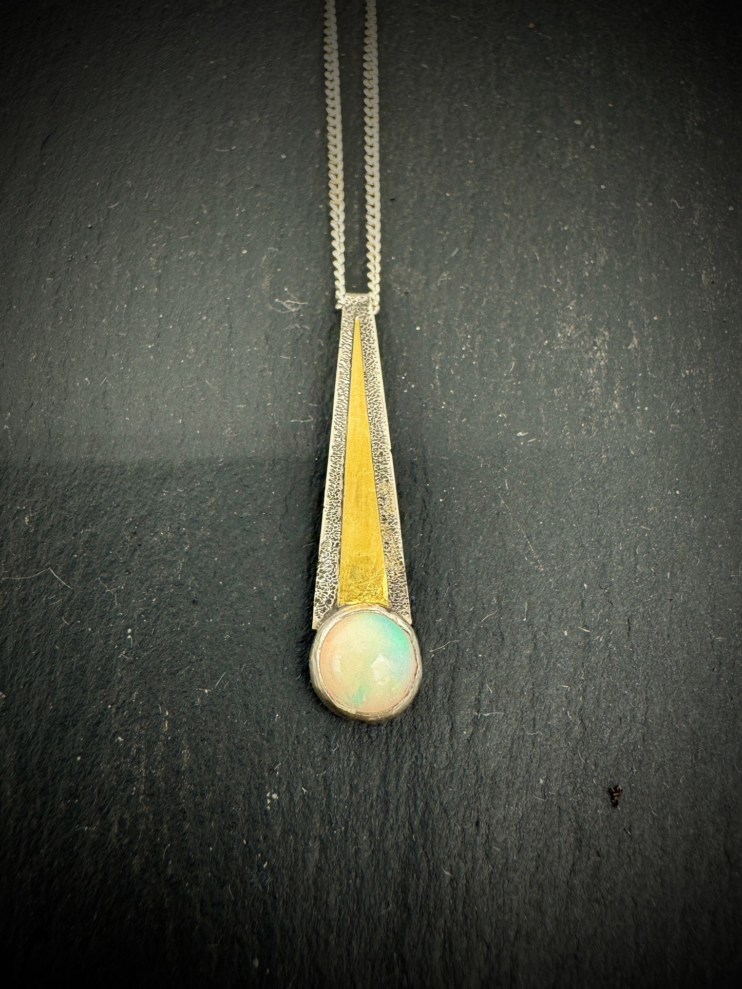 tiny opal pendant with 24k gold