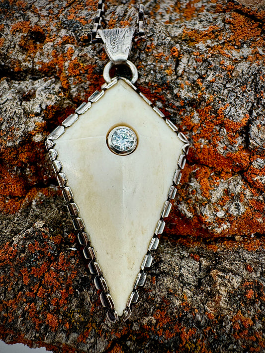 Bone and Moissanite pendant