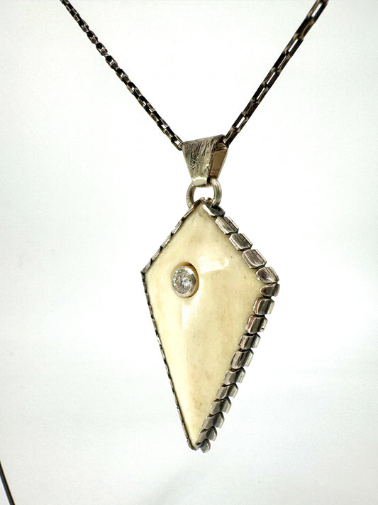 Bone and Moissanite pendant