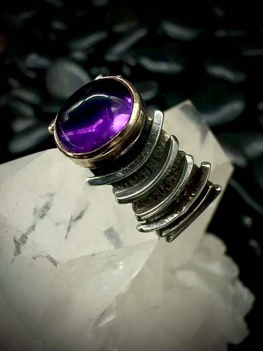 Amethyst particle ring size 12