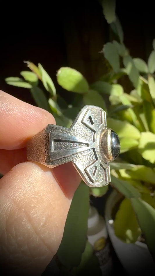 Shielded large Star Diopside ring (size 13)