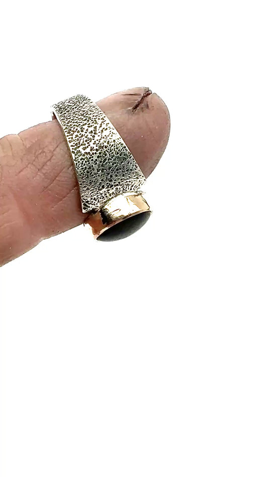 Matte black Obsidian ring, size 7