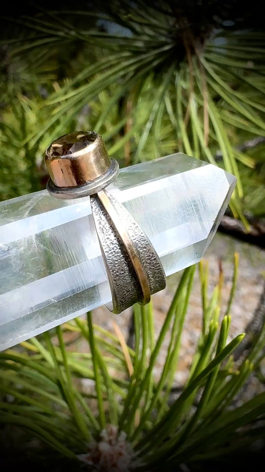 reverse band smoky quartz ring size 8